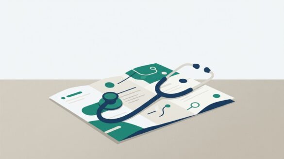 a stethoscope resting on a health insurance enrollment brochure